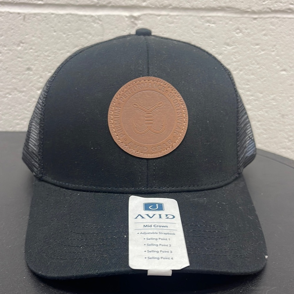 Avid Black Trucker Hat Leather Patch - image 1